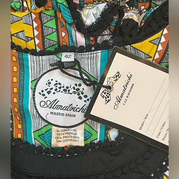 Almatrichi Multicolor Abstract design Long sleeves tunic top with ruffles NWT - Picture 13 of 14